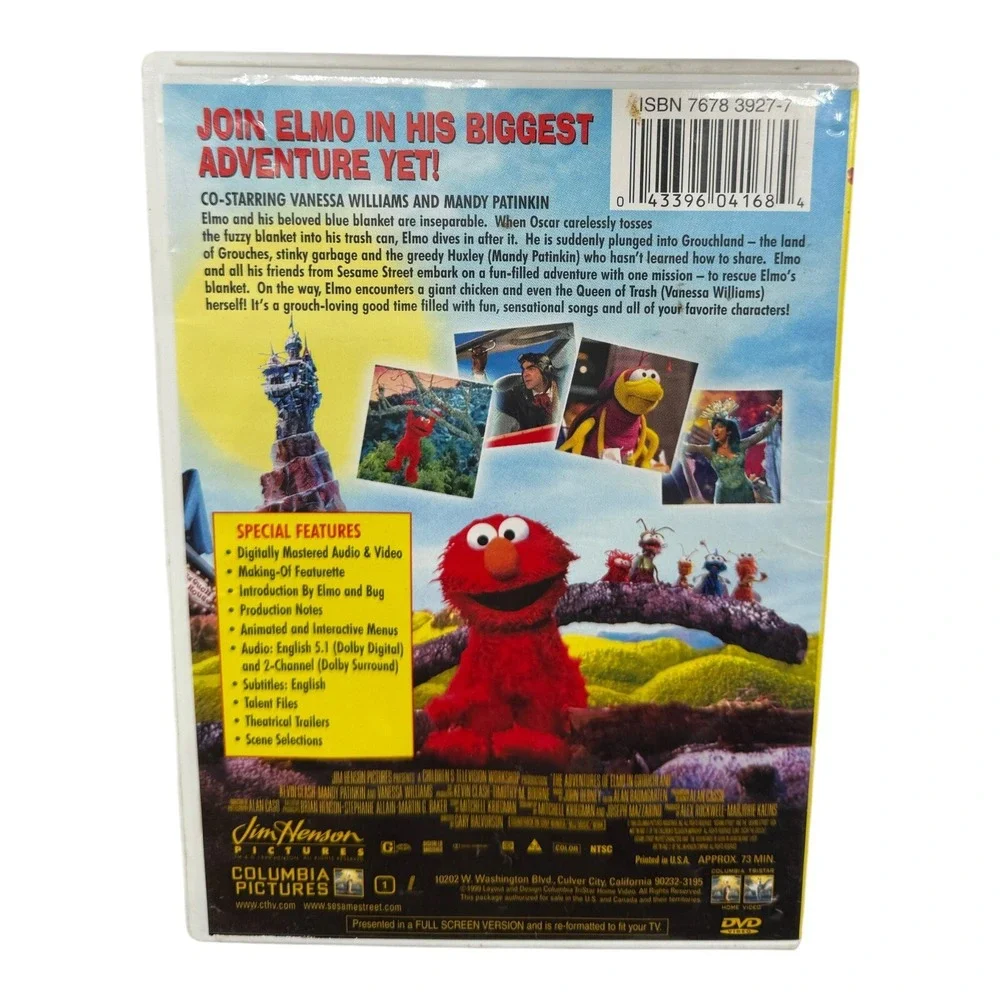 Sony The Adventures of Elmo in Grouchland DVD Sesame Street Movie Excellent